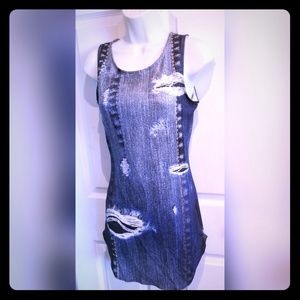 Topia denim print spandex dress